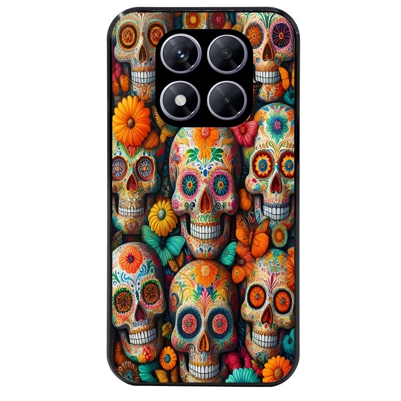 Coque noire taperso pour Redmi Note 14 et PRO PLUS 4G 5G avec motif mort mexicaine papillon protection antichoc personnalisée