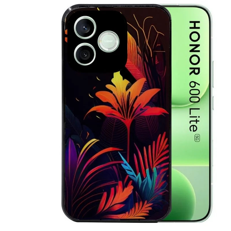 Coque noire pour Honor 600 LITE avec motif tropical jaune protection antichoc personnalisée