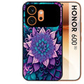 Coque noire taperso pour Honor 600 et 600 PRO avec motif tropical mandala et fleur violet protection antichoc personnalisée