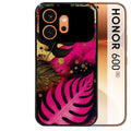 Coque noire taperso pour Honor 600 et 600 PRO avec motif tropical rose et des fleurs protection antichoc personnalisée