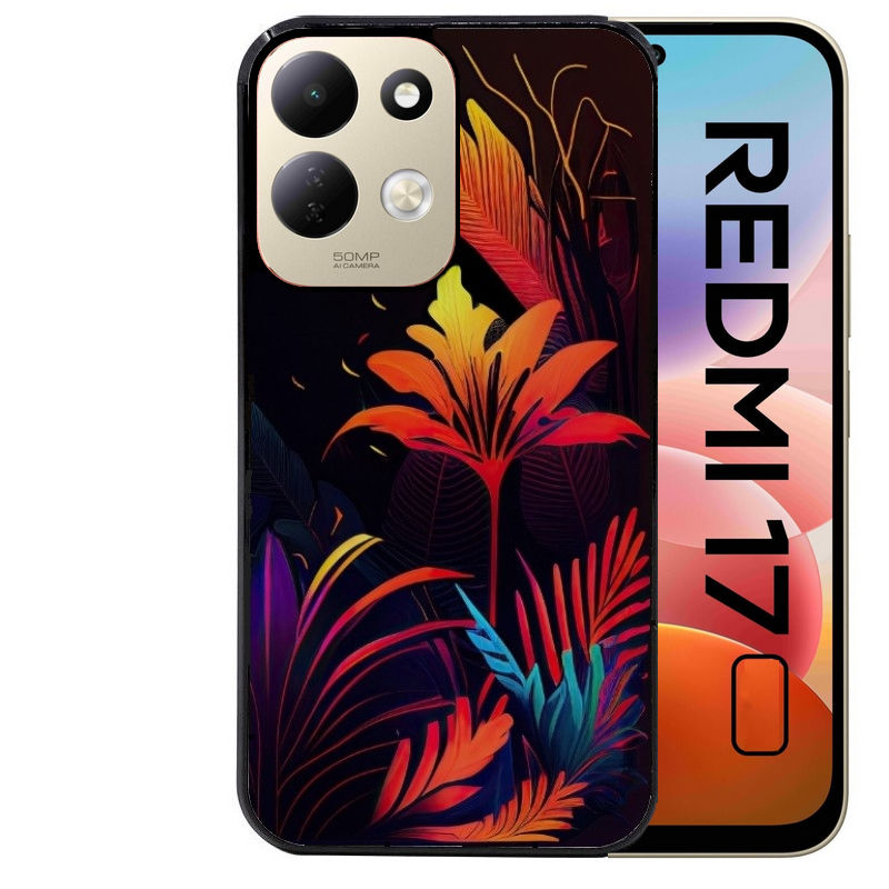 Coque pour Redmi 17 et 17C 4G 5G tropical jaune Fleur