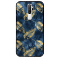 Coque noire taperso pour OPPO A5 A9 2020 avec motif palmier bleu protection antichoc personnalisée