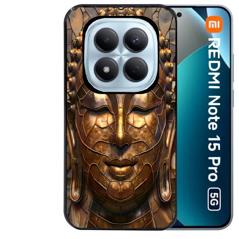 Coque noire taperso pour Redmi Note 15 et PRO PLUS 4G 5G avec motif bouddha et mosaique protection antichoc personnalisée