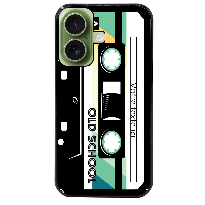 Coque noire taperso pour Iphone 17 17E AIR MAX PRO personnalisable avec motif cassette vintage protection antichoc personnalisée