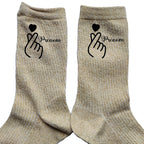 Chaussettes personnalisées paillettes doré motif coeur anime