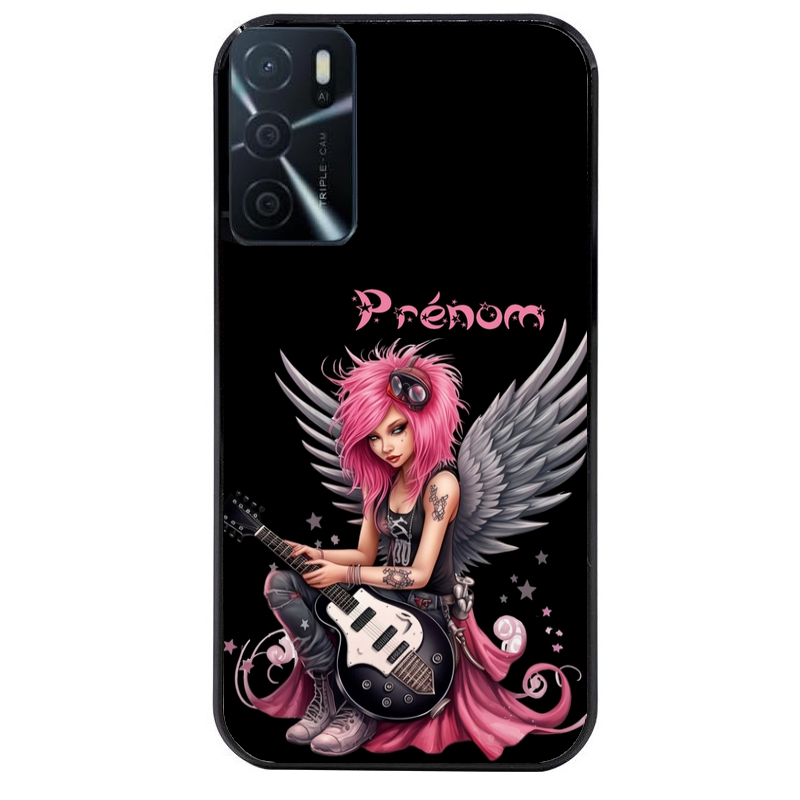 Coque noire taperso pour OPPO A16 et A16S avec motif fee rock personnalisee protection antichoc personnalisée