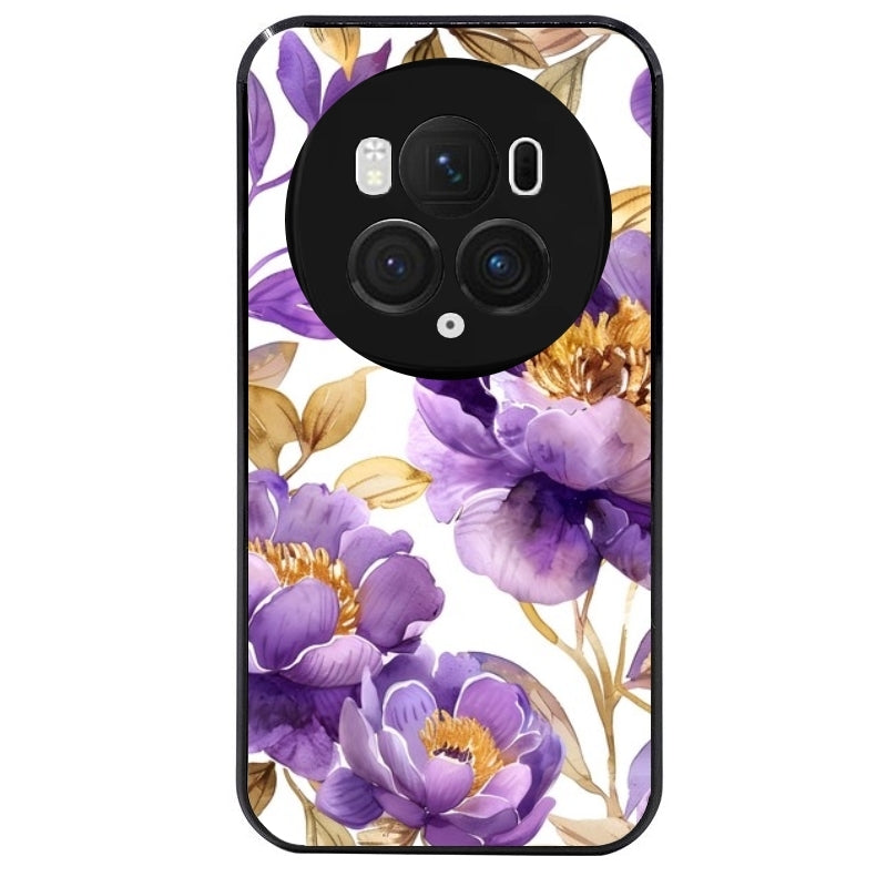 Coque noire taperso pour Magic 5 6 LITE et PRO avec motif fleur pivoine protection antichoc personnalisée