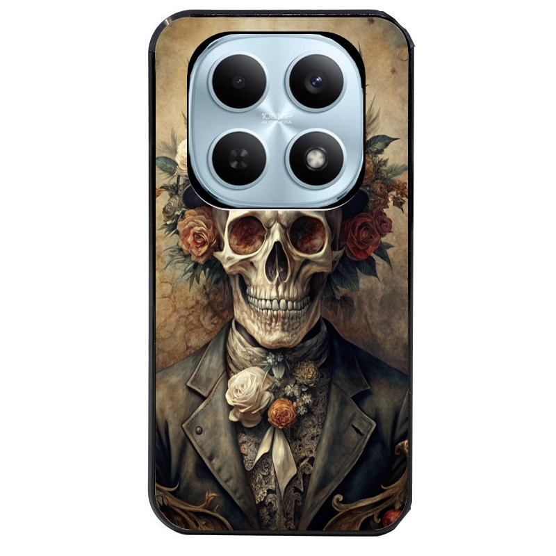 Coque noire taperso pour POCO M8 5G et PRO 5G avec motif tete de mort chapeau protection antichoc personnalisée