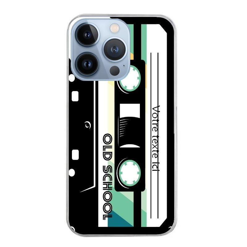 Coque taperso pour Iphone 13 et PRO MINI PRO MAX personnalisable avec motif cassette vintage protection antichoc personnalisée