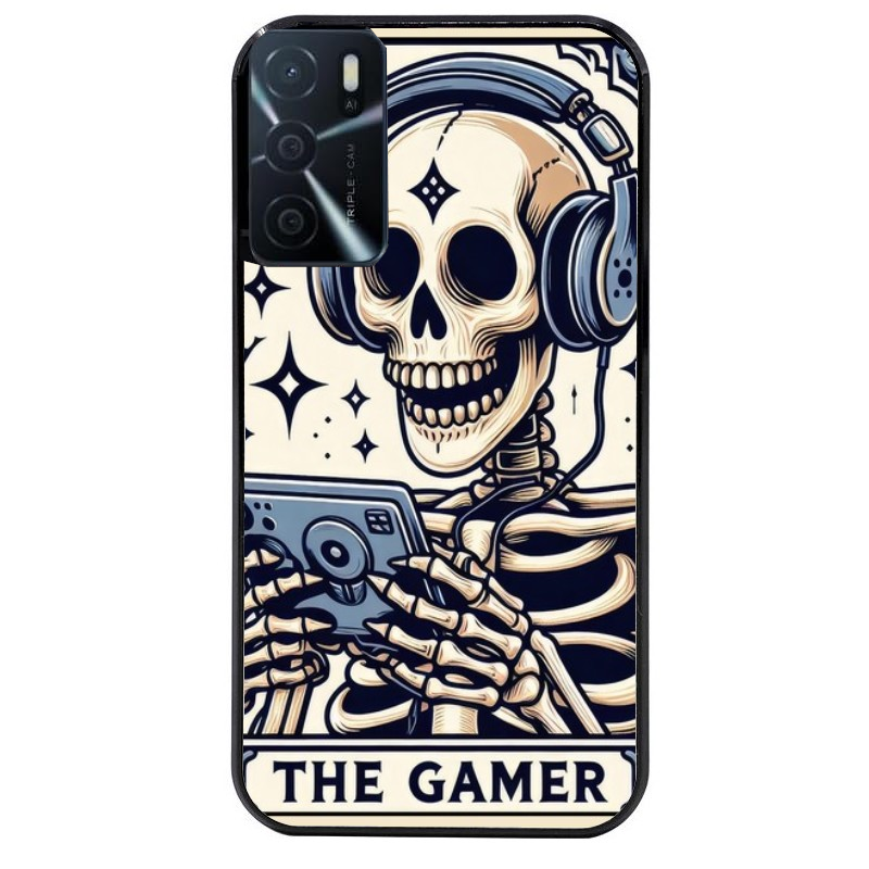 Coque noire taperso pour OPPO A16 et A16S avec motif mort gamer protection antichoc personnalisée