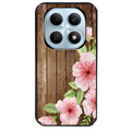 Coque noire taperso pour POCO M8 5G et PRO 5G avec motif bois avec fleur rose protection antichoc personnalisée
