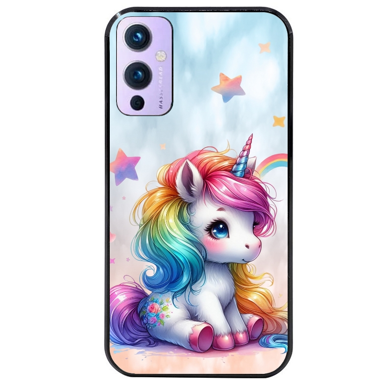 Coque noire taperso pour OnePlus 9 et 9 PRO avec motif licorne et etoiles protection antichoc personnalisée