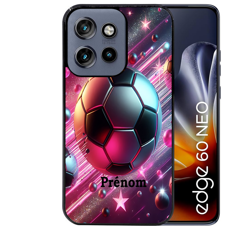 Coque noire taperso pour Moto Edge 60 et Neo Fusion Pro avec motif foot etoile personnalisee protection antichoc personnalisée