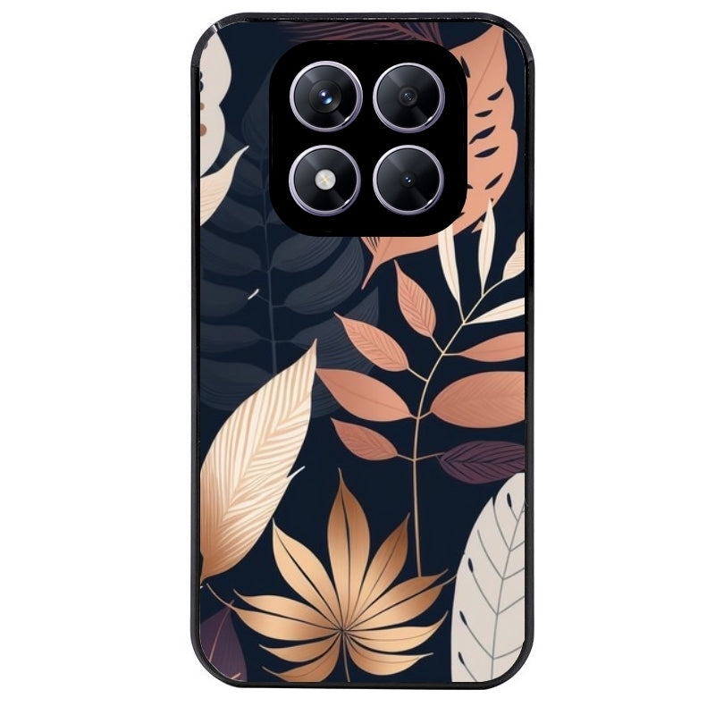 Coque noire taperso pour Redmi Note 14 et PRO PLUS 4G 5G avec motif jungle et feuilles protection antichoc personnalisée