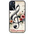 Coque noire taperso pour OPPO A16 et A16S avec motif musique cle sol personnalisee protection antichoc personnalisée