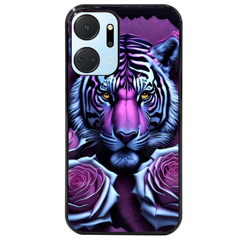 Coque noire taperso pour Honor X7A avec motif tigre uv style manga protection antichoc personnalisée