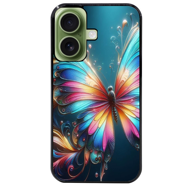 Coque noire taperso pour Iphone 16 16E PLUS MAX PRO avec motif papillon arc protection antichoc personnalisée