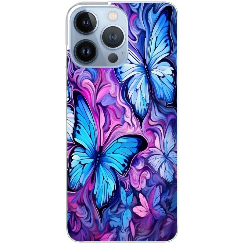 Coque taperso pour Iphone 14 et PRO PLUS PRO MAX avec motif papillon violet uv protection antichoc personnalisée
