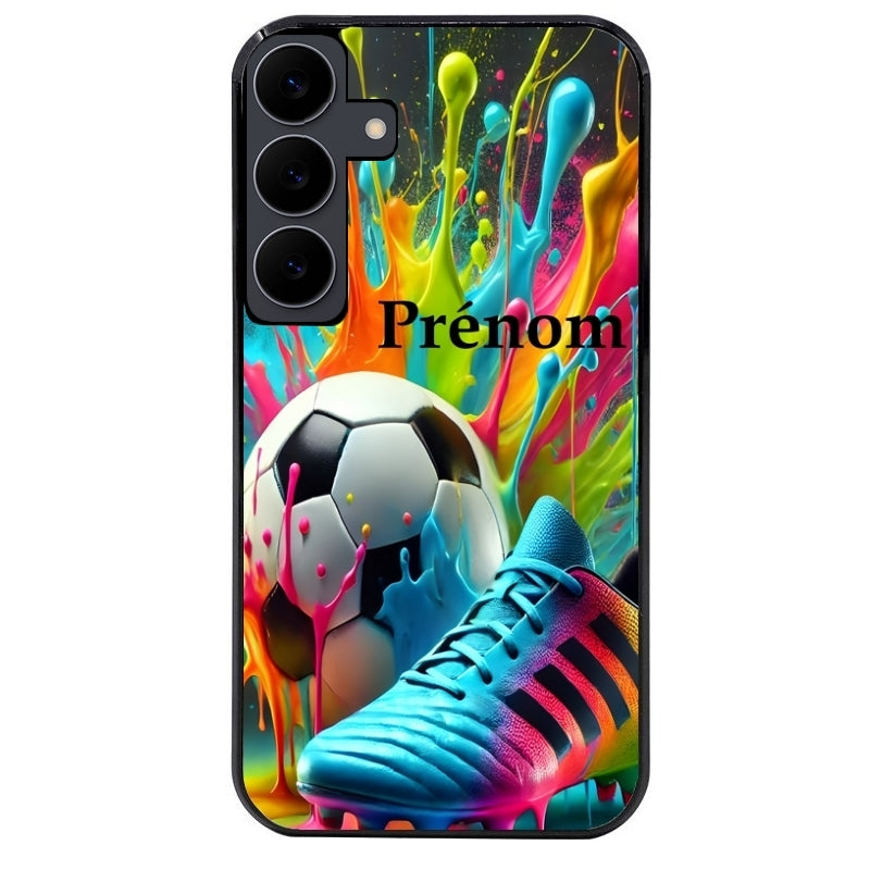Coque noire taperso pour galaxy A06 A16 A26 A36 A56 avec motif foot color personnalisee protection antichoc personnalisée