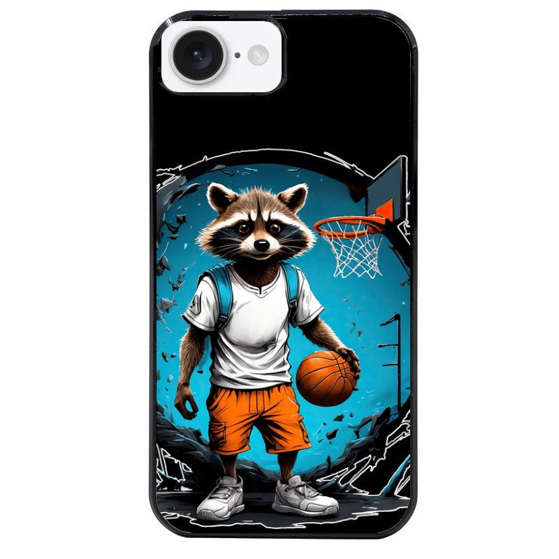 Coque noire taperso pour Iphone 17 17E AIR MAX PRO avec motif basket racoon protection antichoc personnalisée
