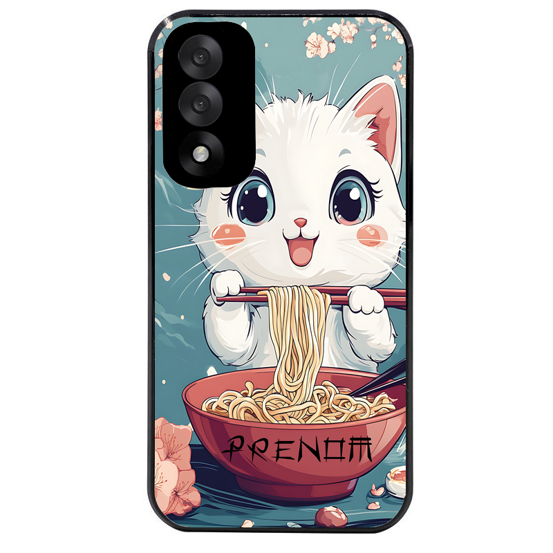 Coque noire taperso pour OnePlus Nord 5 avec motif chat ramen cerisier protection antichoc personnalisée