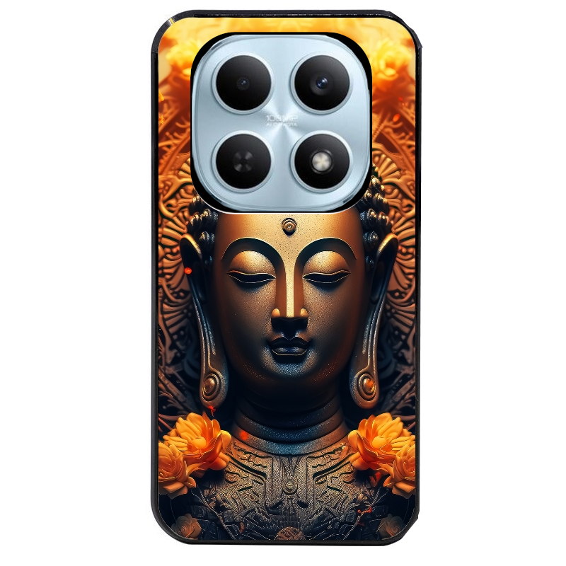 Coque noire taperso pour POCO M8 5G et PRO 5G avec motif bouddha et fleur protection antichoc personnalisée