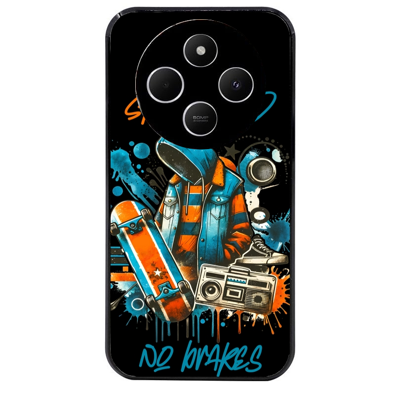 Coque noire taperso pour POCO C75 avec motif skate board protection antichoc personnalisée