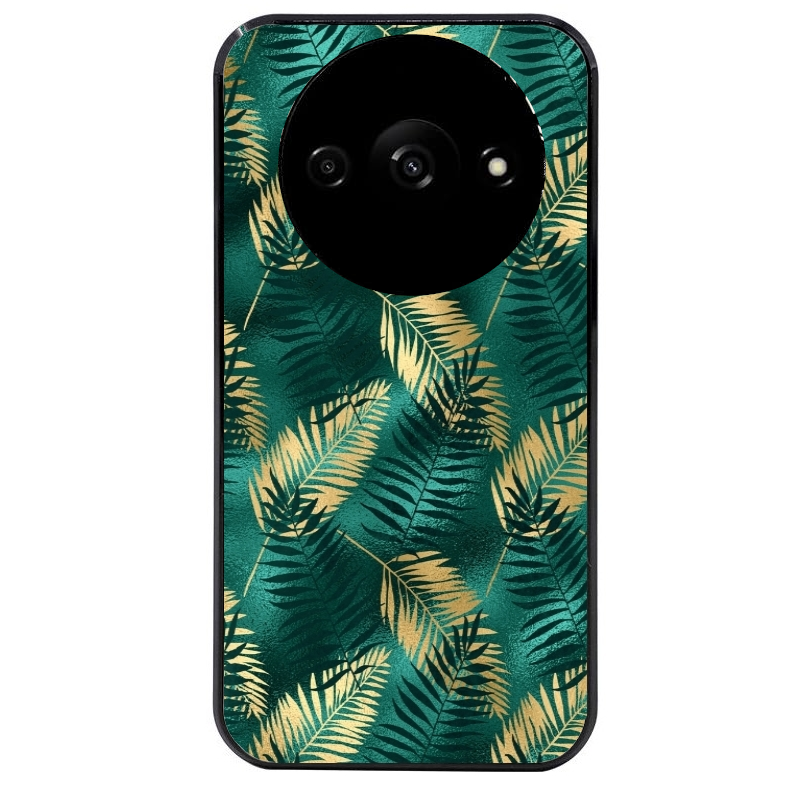 Coque noire taperso pour Redmi A3 avec motif palmier vert protection antichoc personnalisée
