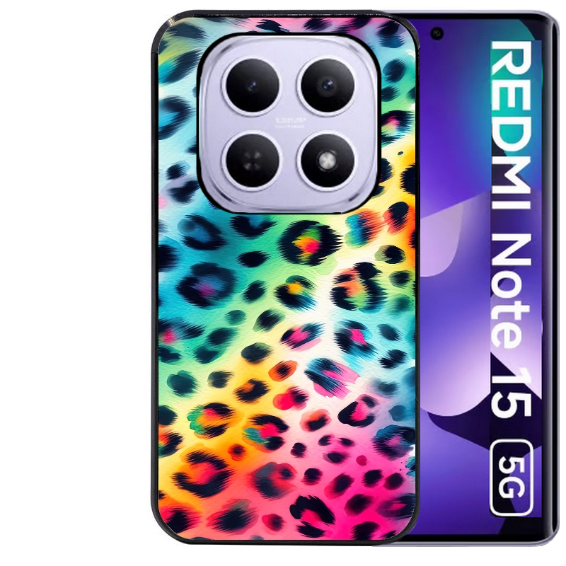Coque noire taperso pour Redmi Note 15 et PRO PLUS 4G 5G avec motif leopard arc protection antichoc personnalisée