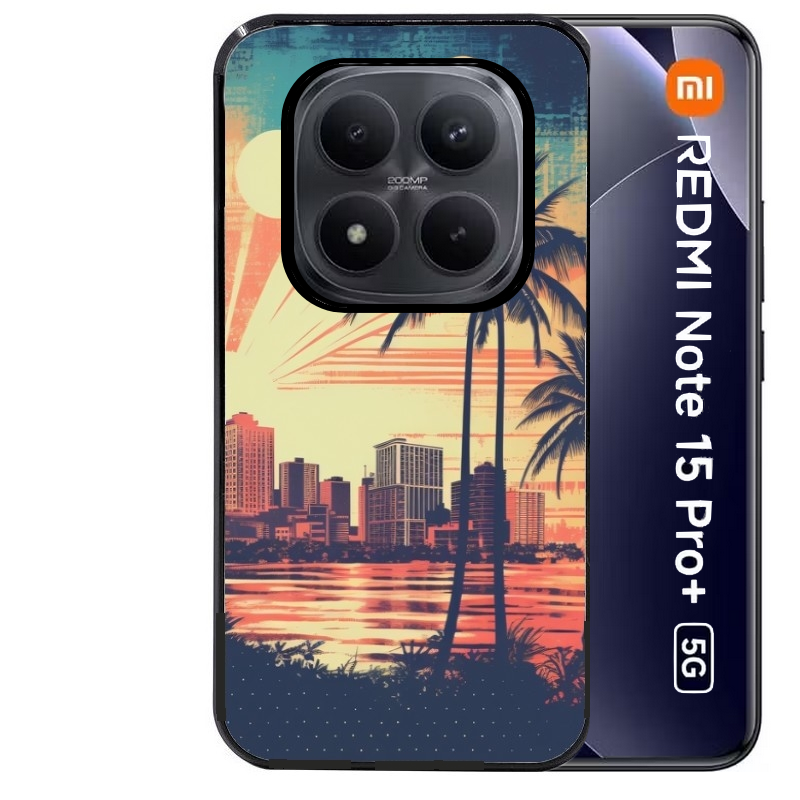 Coque noire taperso pour Redmi Note 15 et PRO PLUS 4G 5G avec motif hawaii retro protection antichoc personnalisée