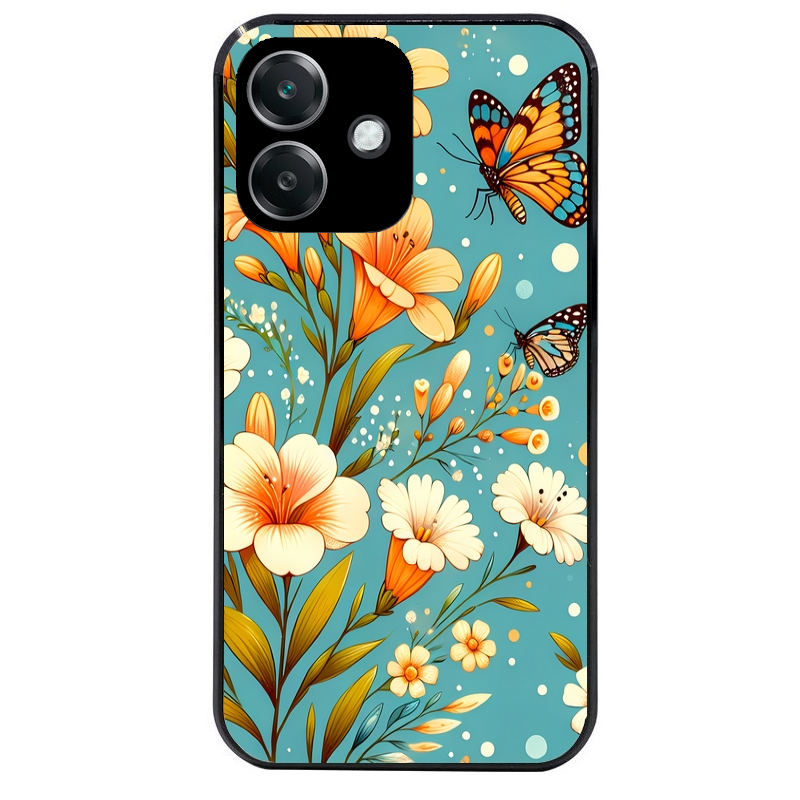 Coque noire taperso pour OPPO A40 avec motif fleur orange protection antichoc personnalisée