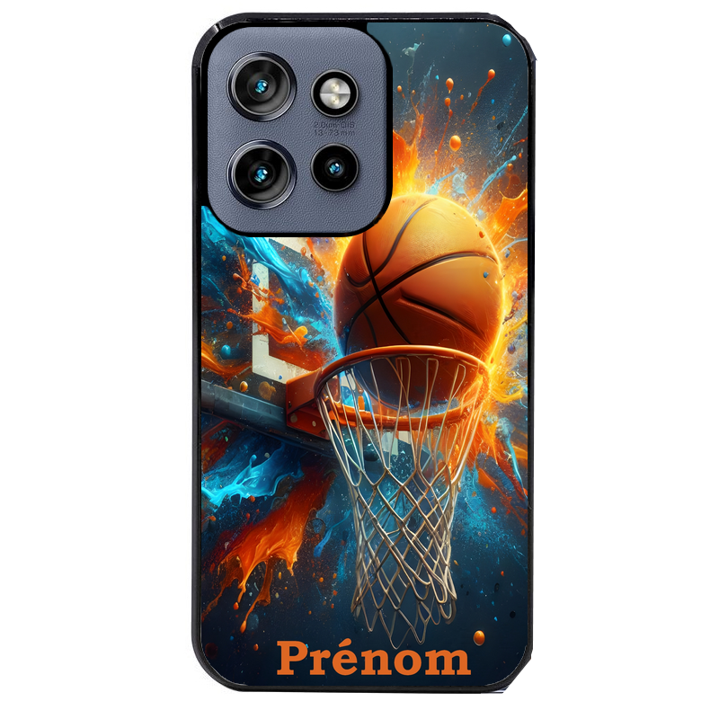 Coque noire taperso pour Moto Edge 60 et Neo Fusion Pro avec motif basket ball color personnalise protection antichoc personnalisée