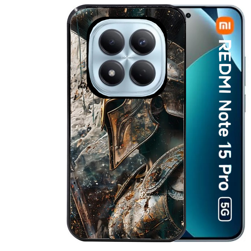 Coque noire taperso pour Redmi Note 15 et PRO PLUS 4G 5G avec motif spartan guerrier protection antichoc personnalisée
