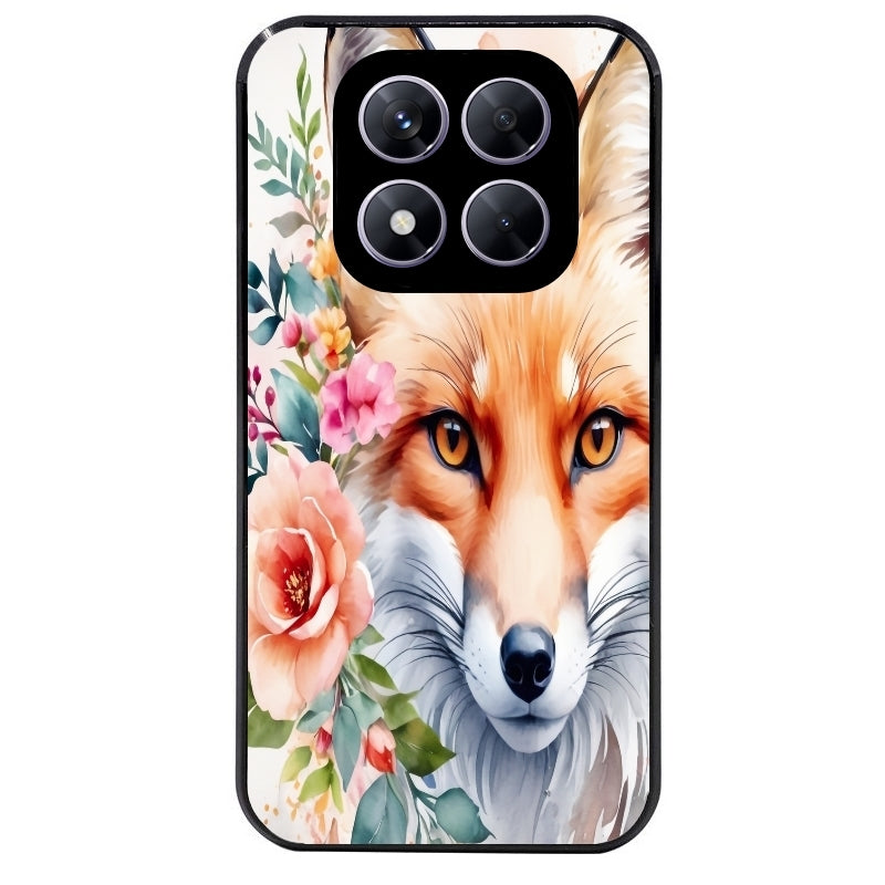 Coque noire taperso pour Redmi Note 14 et PRO PLUS 4G 5G avec motif renard fox et fleurs protection antichoc personnalisée