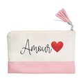 Pochette motif amour en toile et simili cuir