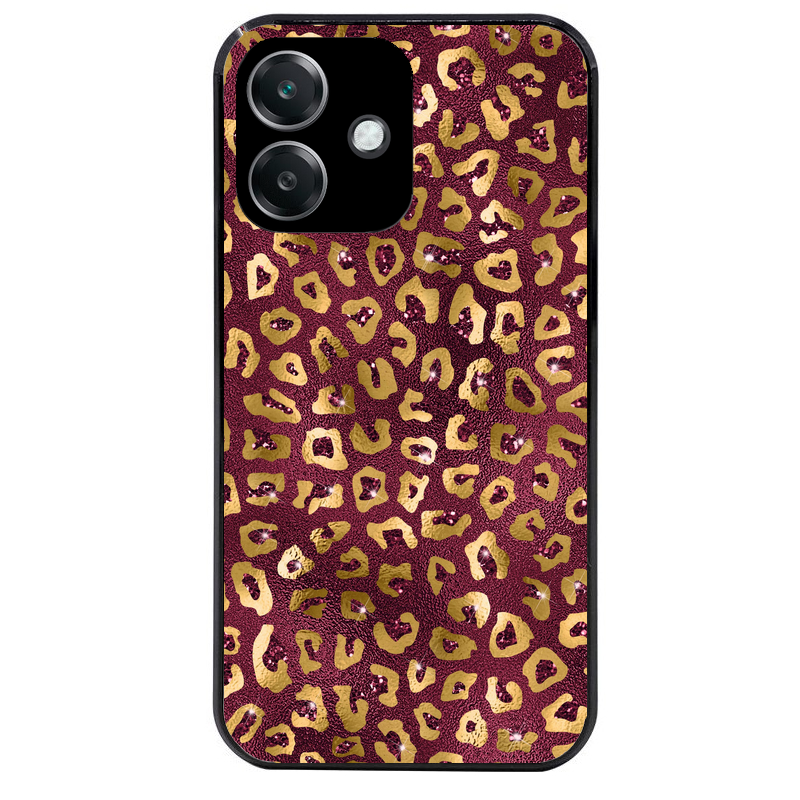 Coque noire taperso pour OPPO A40 avec motif leopard grenat protection antichoc personnalisée