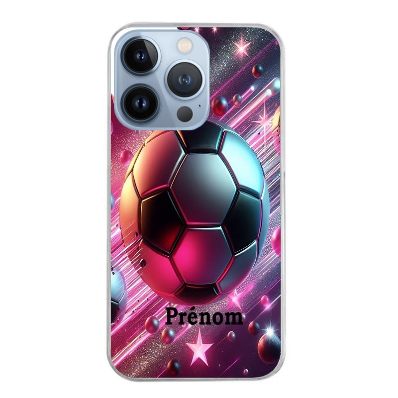 Coque taperso pour Iphone 13 et PRO MINI PRO MAX avec motif foot etoile personnalisee protection antichoc personnalisée