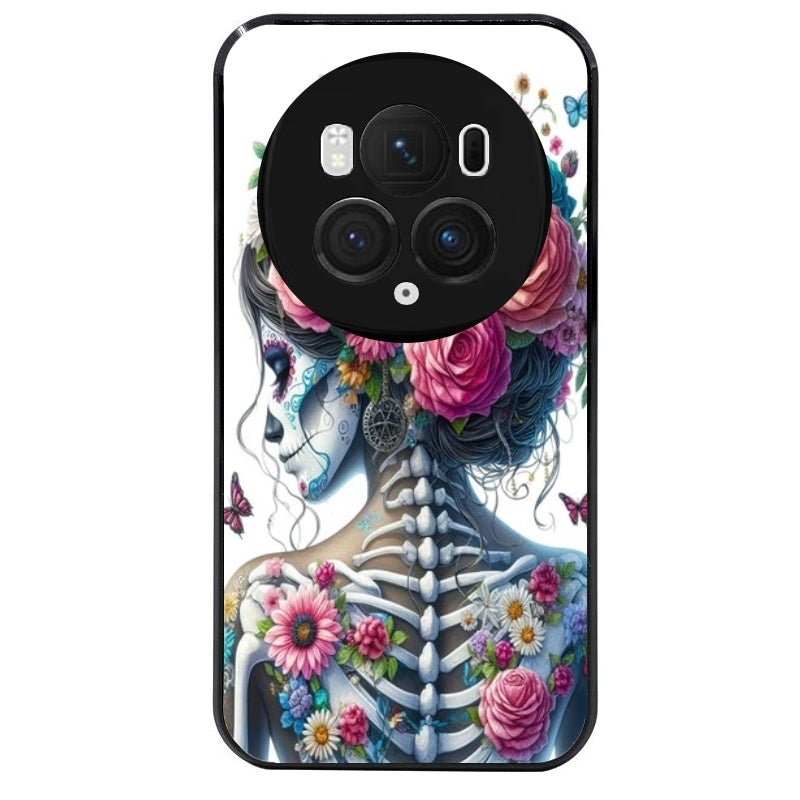 Coque noire taperso pour Magic 5 6 LITE et PRO avec motif tete de mort calavera papillon protection antichoc personnalisée