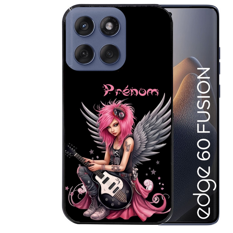 Coque noire taperso pour Moto Edge 60 et Neo Fusion Pro avec motif fee rock personnalisee protection antichoc personnalisée