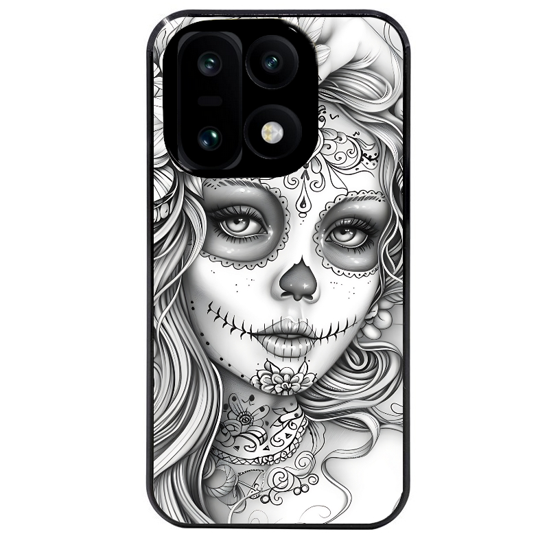 Coque noire taperso pour OnePlus 15 avec motif mort calavera tatoo protection antichoc personnalisée