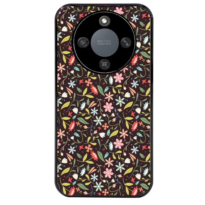 Coque noire taperso pour Honor X9A avec motif petites feurs multicolores protection antichoc personnalisée
