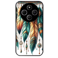 Coque noire taperso pour POCO C75 avec motif plumes et bijoux protection antichoc personnalisée