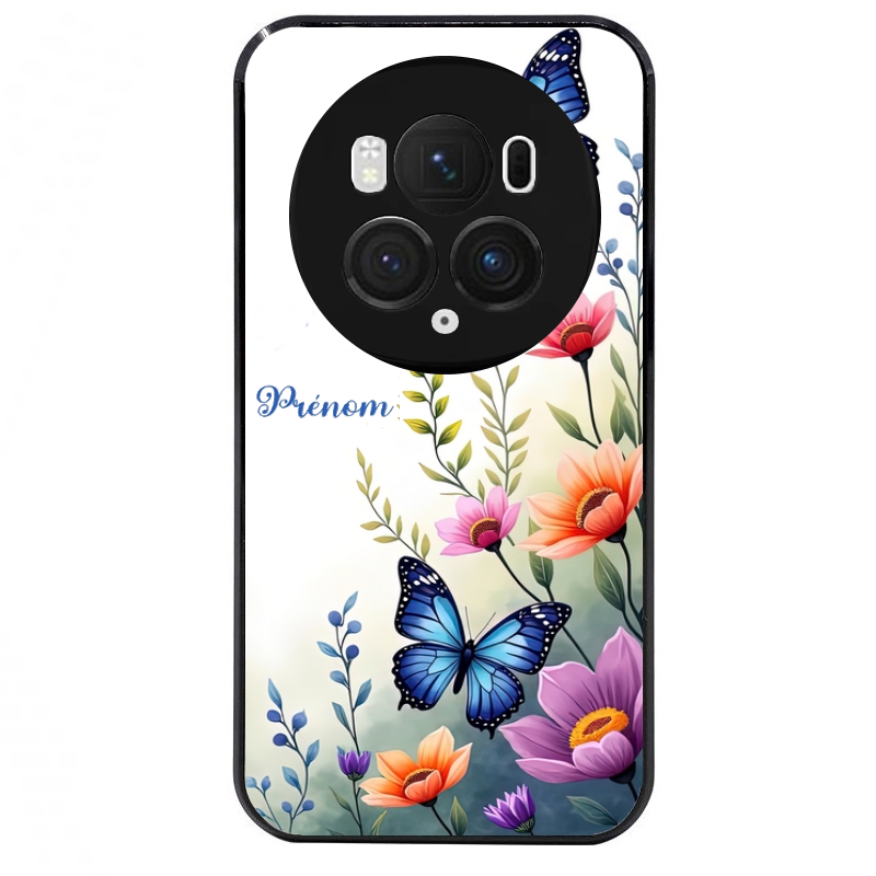 Coque noire taperso pour Magic 5 6 LITE et PRO avec motif papillon prenom personnalisee protection antichoc personnalisée