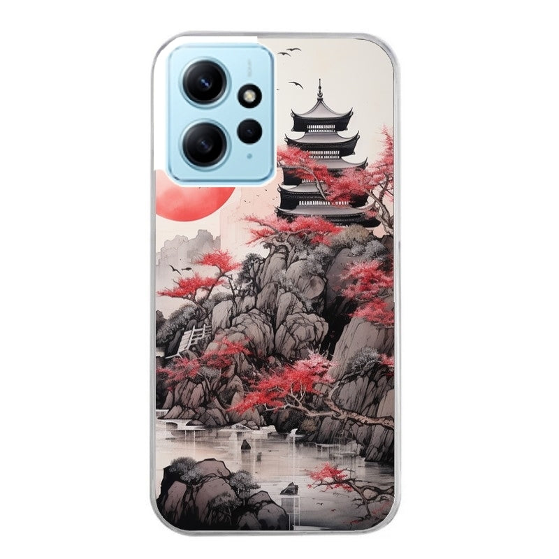 Coque taperso pour Redmi Note 12 4G 5G PRO 4G avec motif japan et temple protection antichoc personnalisée