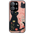 Coque noire taperso pour POCO C85 avec motif chat papillon 2 protection antichoc personnalisée