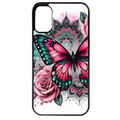 Coque noire taperso pour Moto E13 E14 E15 avec motif papillon rose protection antichoc personnalisée