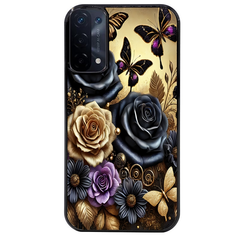 Coque noire taperso pour OPPO A54 et A74 5G avec motif papillon gothic protection antichoc personnalisée