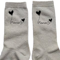 Chaussettes paillettes crème motif maman coeur