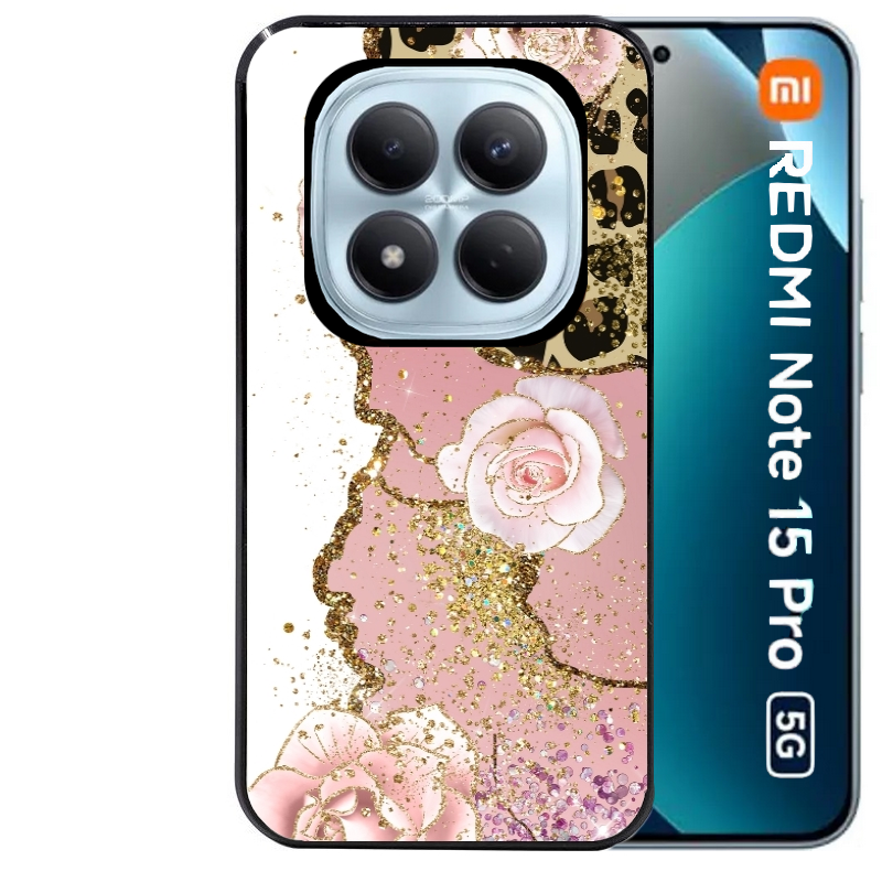 Coque noire taperso pour Redmi Note 15 et PRO PLUS 4G 5G avec motif marbre fleur leopard protection antichoc personnalisée