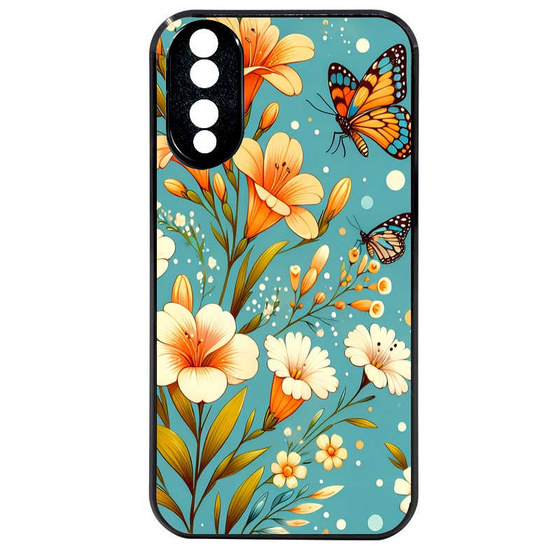 Coque noire taperso pour Honor 70 LITE 90 et LITE avec motif fleur orange protection antichoc personnalisée